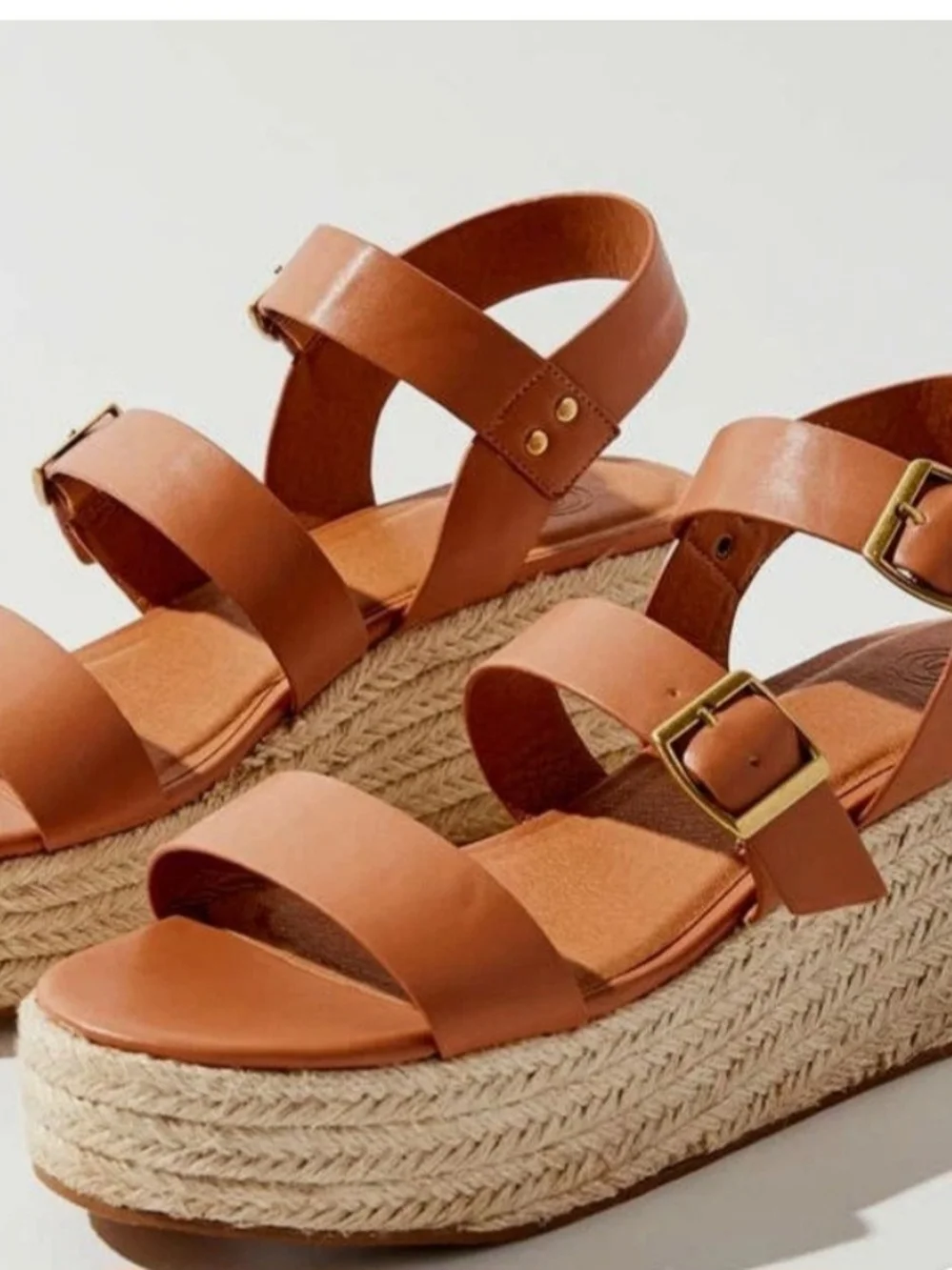 Urban Outfitters Tan Platform Espadrille Wedge Sandals, Size 6